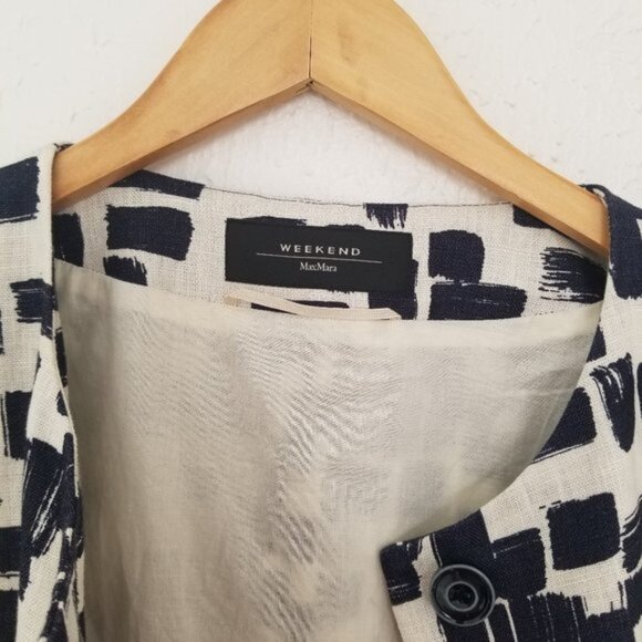 Weekend MaxMara Navy Printed Linen Jacket - Picture 3 of 9